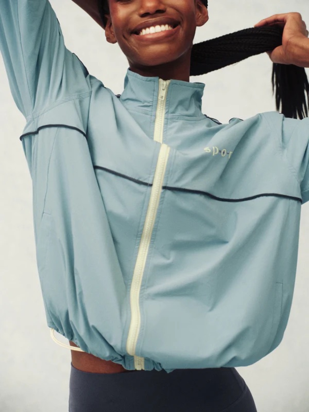 SET Active Light Blue Windbreaker Jacket with Cream Zipper